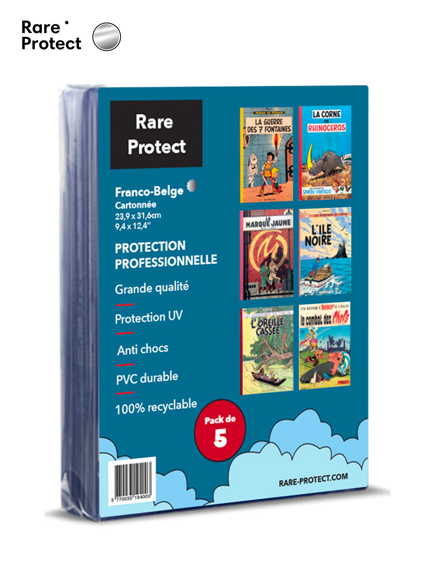 5 Pochettes de protection Bande Dessinée Franco-Belge ARGENT